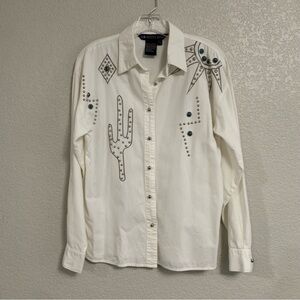 Vtg IB Diffusion Shirt Top Womens 4 Western Rodeo Cowgirls Studded Embellished